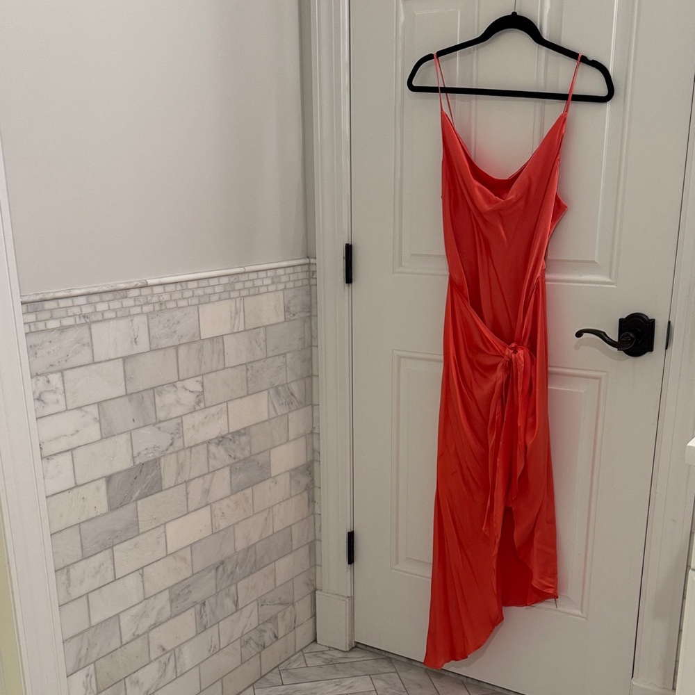 L'AGENCE Vibrant Silk Coral Dress